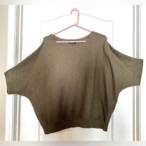 Quince Lightweight Cotton Cashmere Link-Stitch Dolman Sweater XL Olive Green